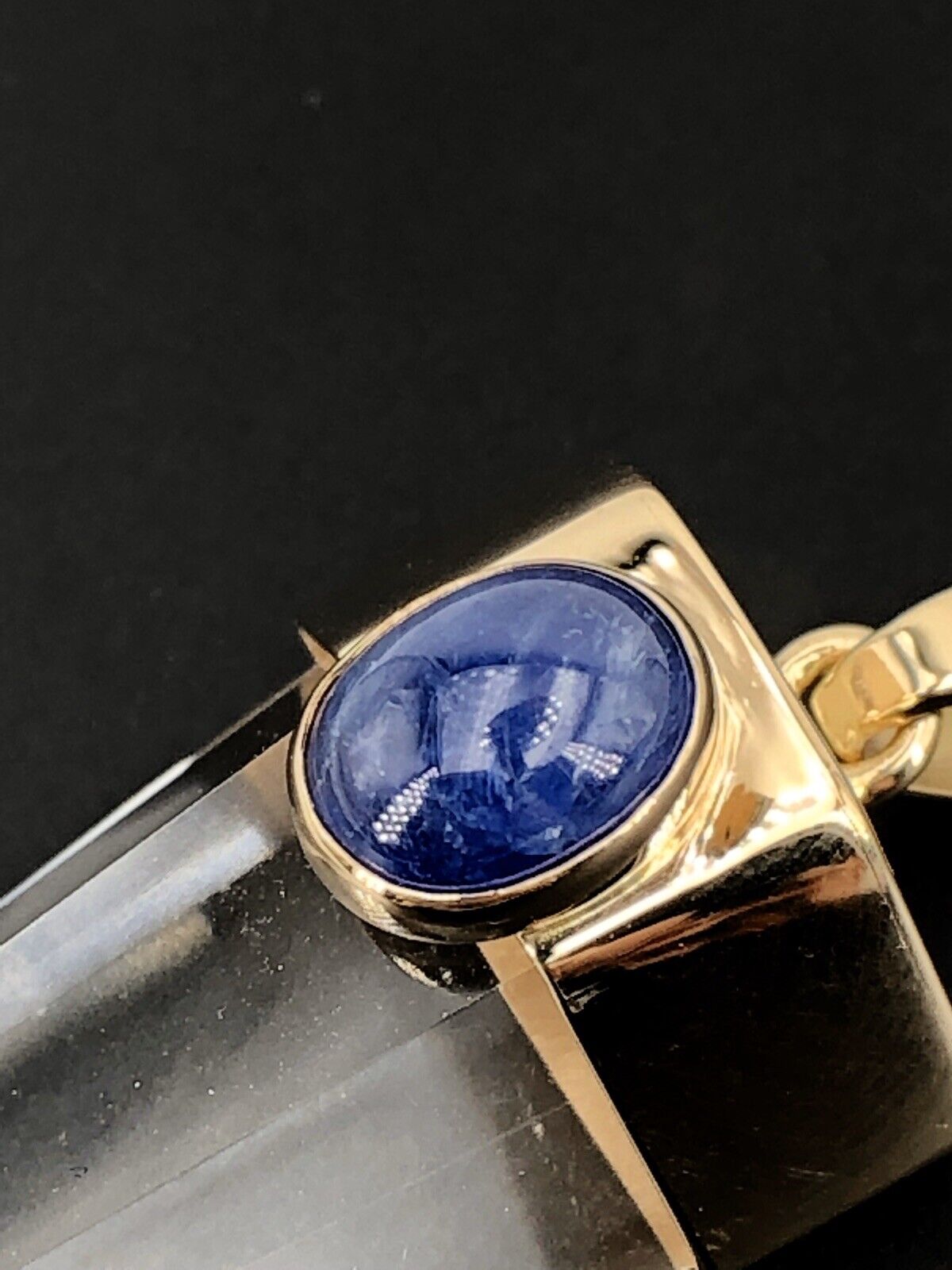 Unique 14k Gold Natural Quartz Point & Sapphire Pendant, 2.4", New