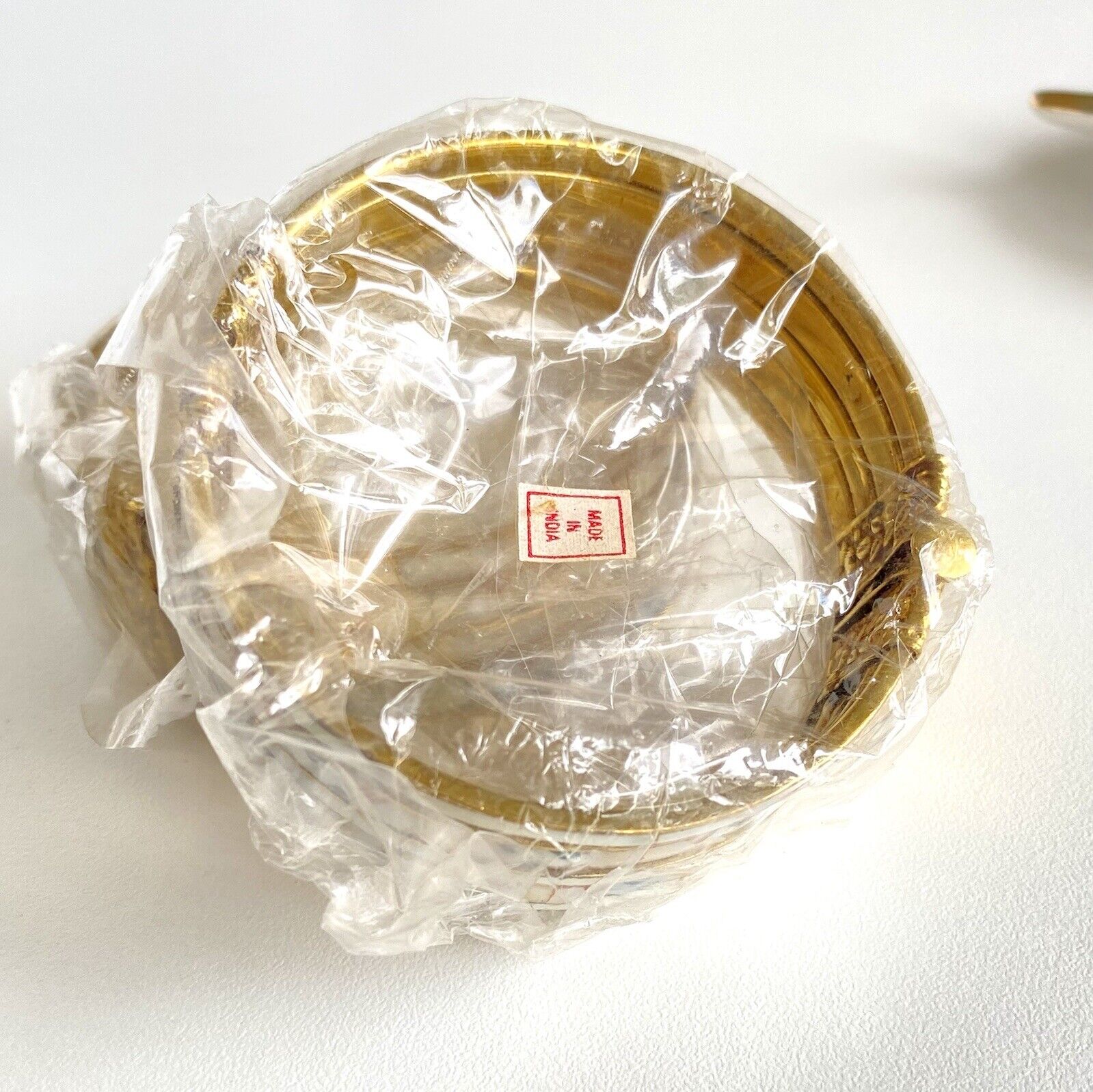 Vintage Mother of Pearl Inlay & Enamel Bohemian Bangle Bracelet, New