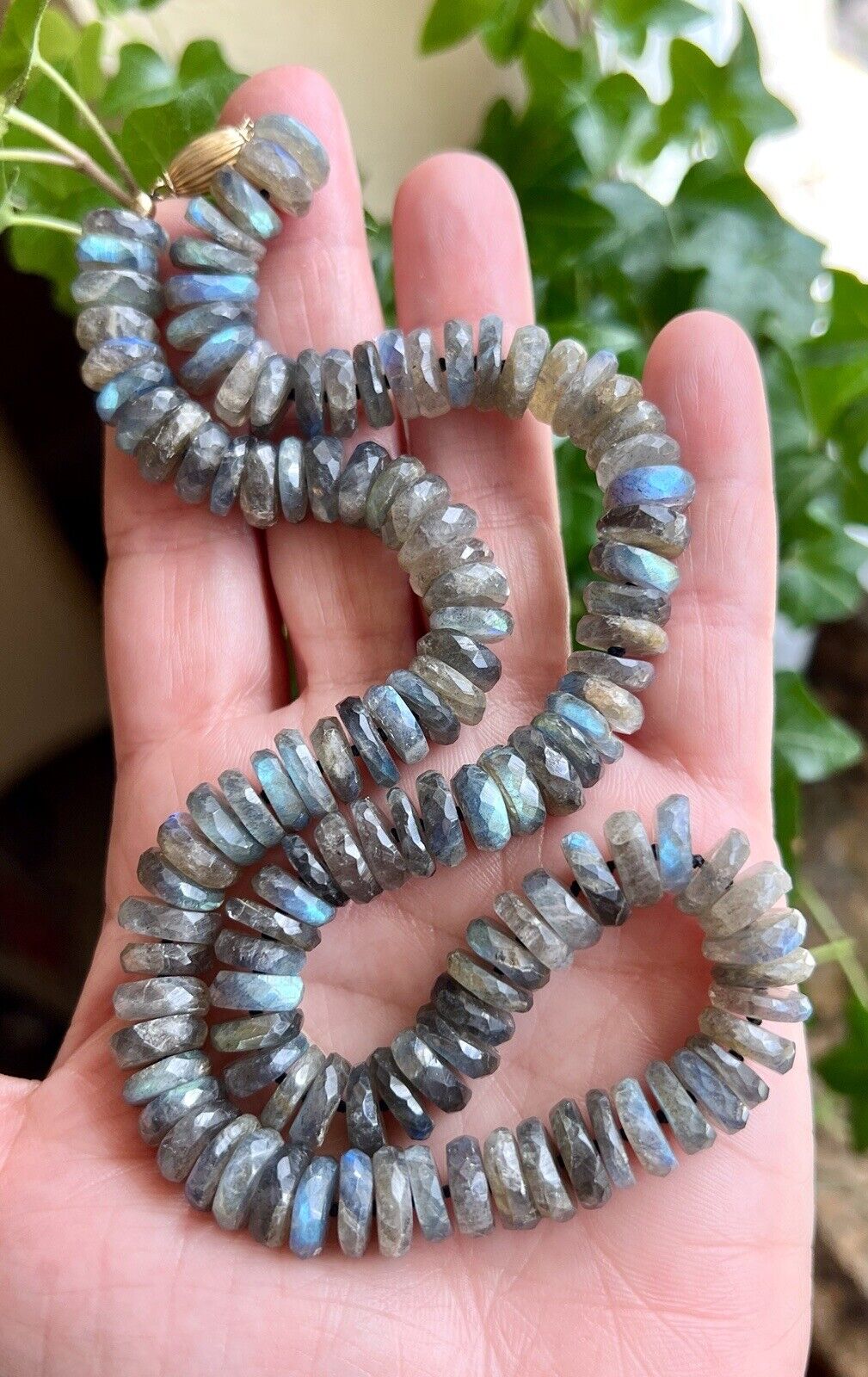 Genuine Labradorite (352cts) 14k Strand/String Beaded Necklace, New 18.5"