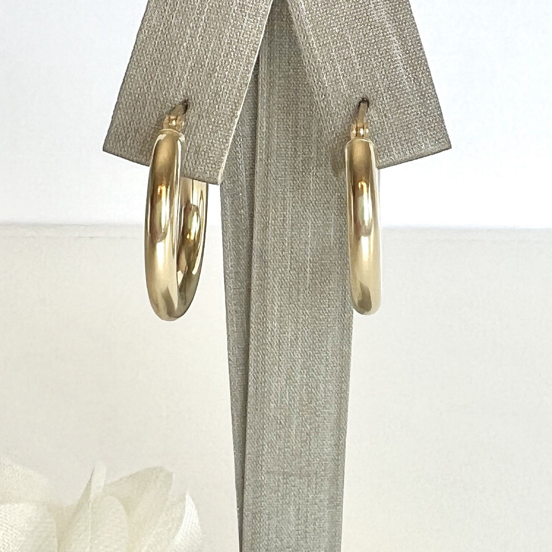 Solid 14k Yellow Gold 3mm Thick Hoop Earrings 20mm Diameter, New