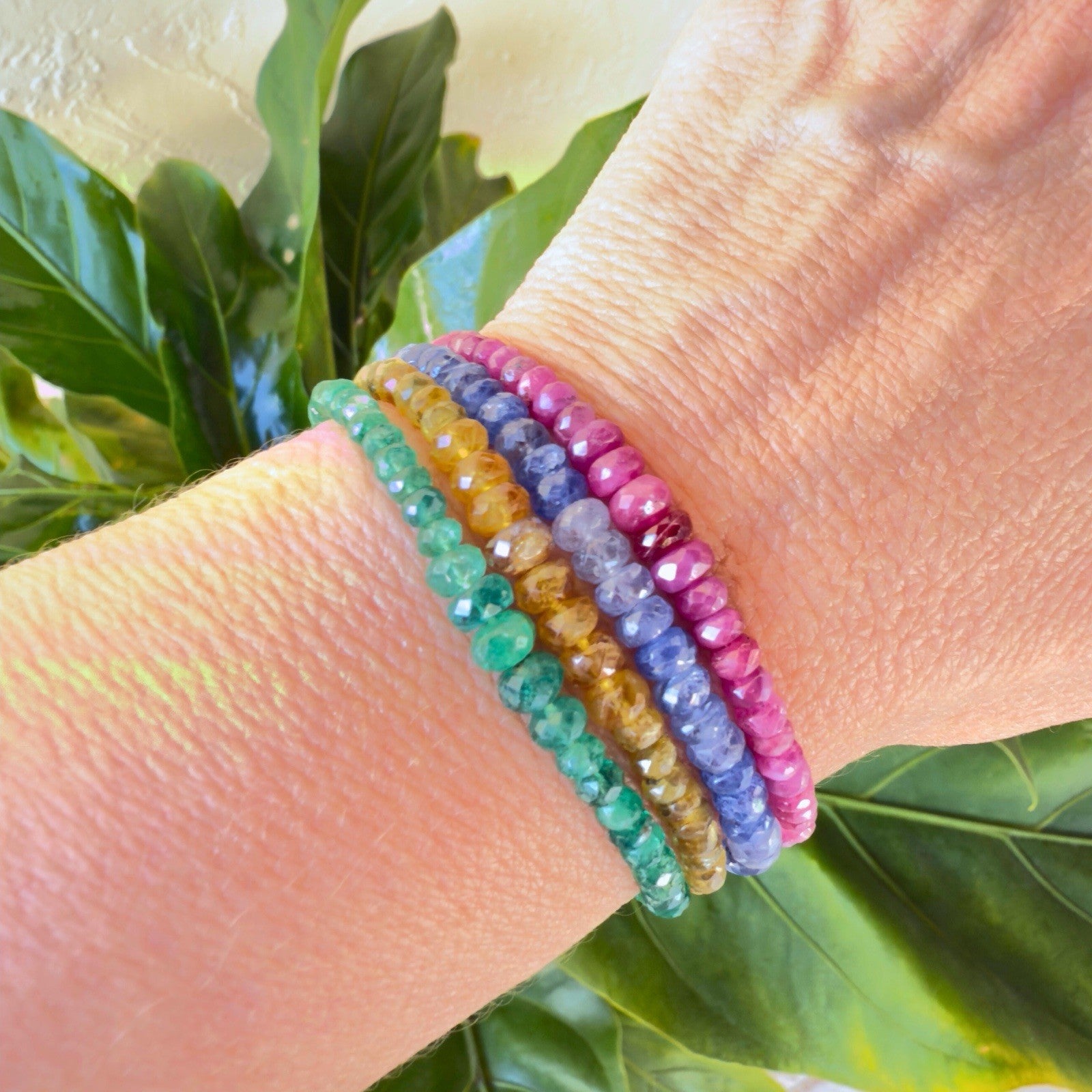 14k Yellow Gold Multitone Ruby Bracelet, Adjustable 6.75-7.75", New