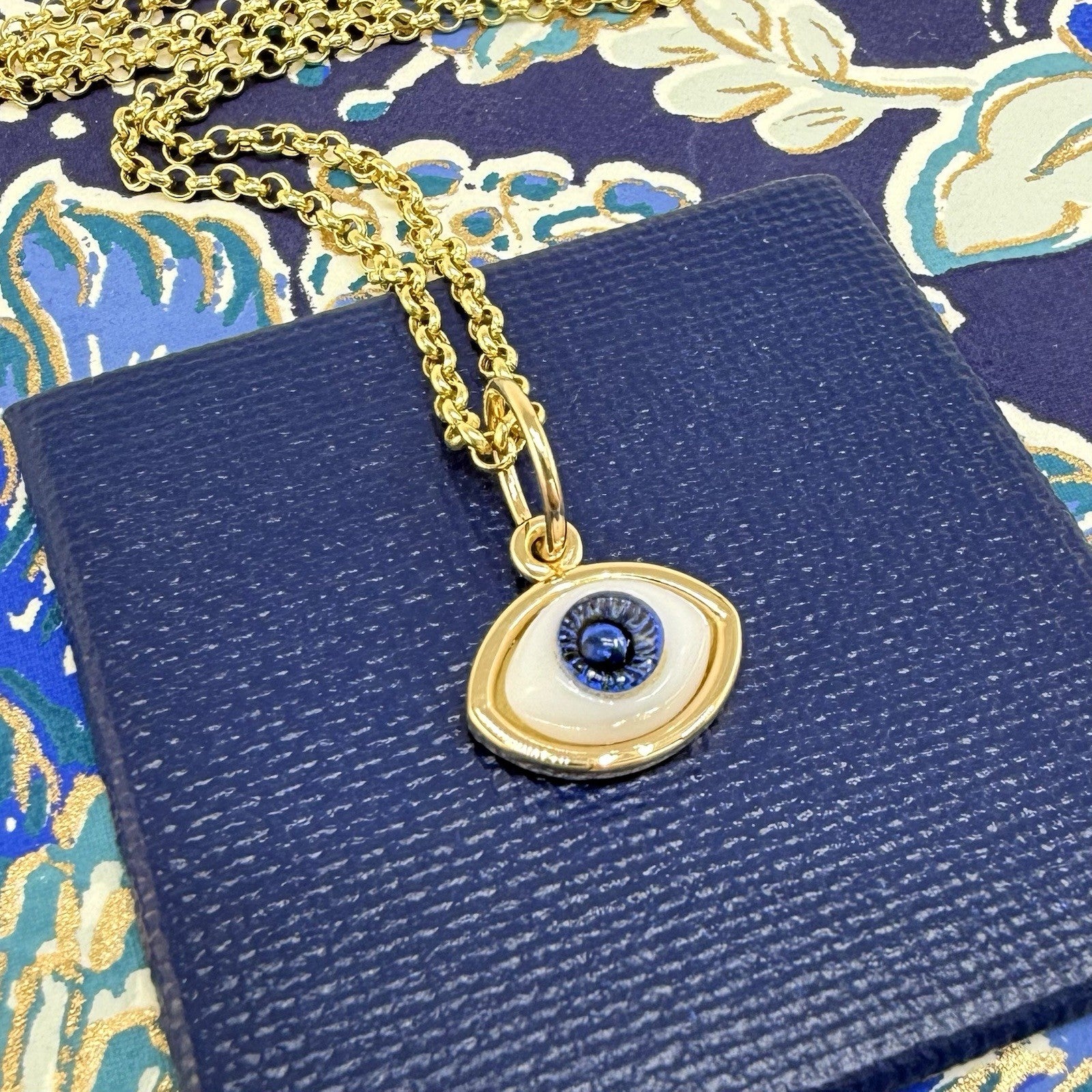 14k Blue Eye (Ojo) Pendant Charm, Newly Handcrafted