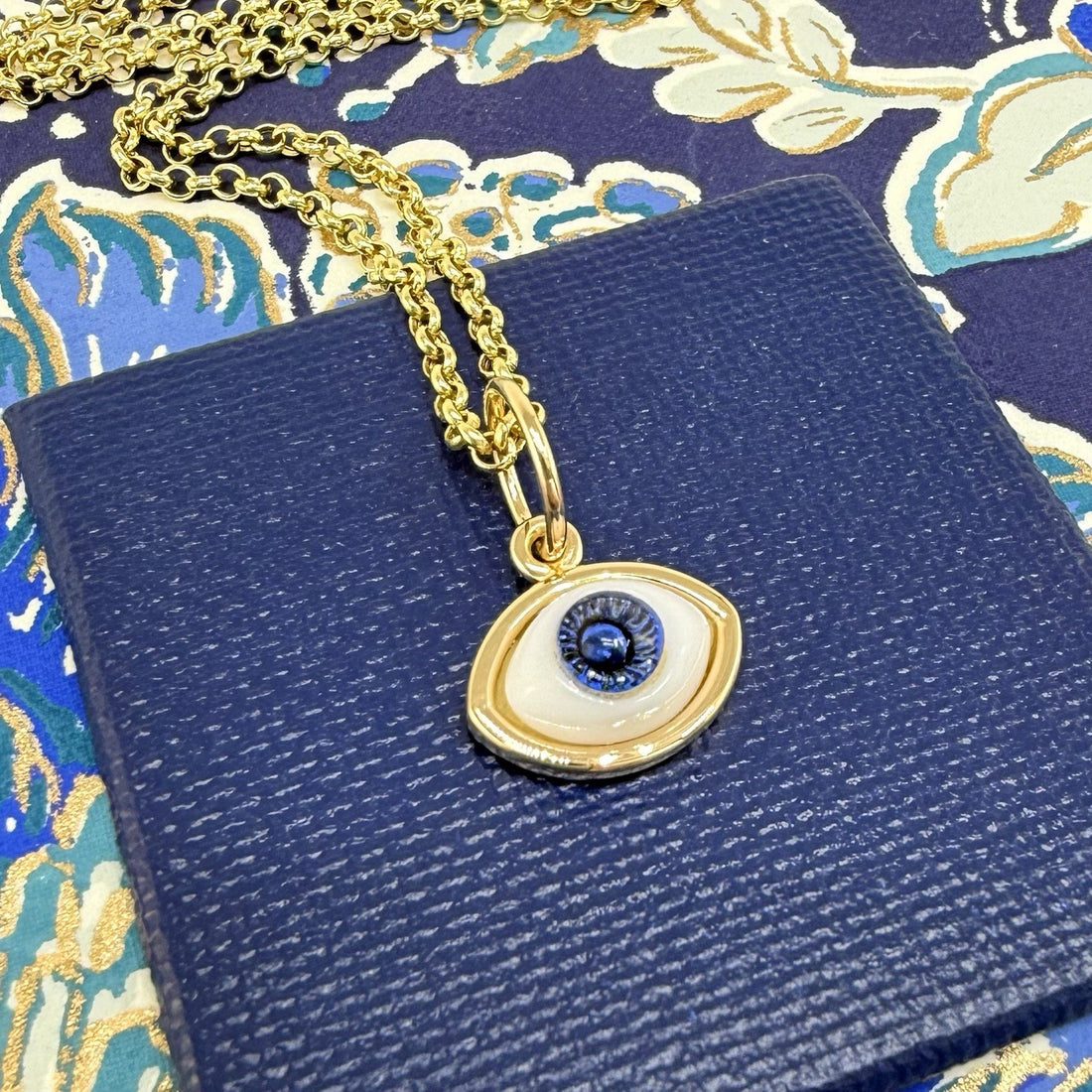 14k Blue Eye (Ojo) Pendant Charm, Newly Handcrafted