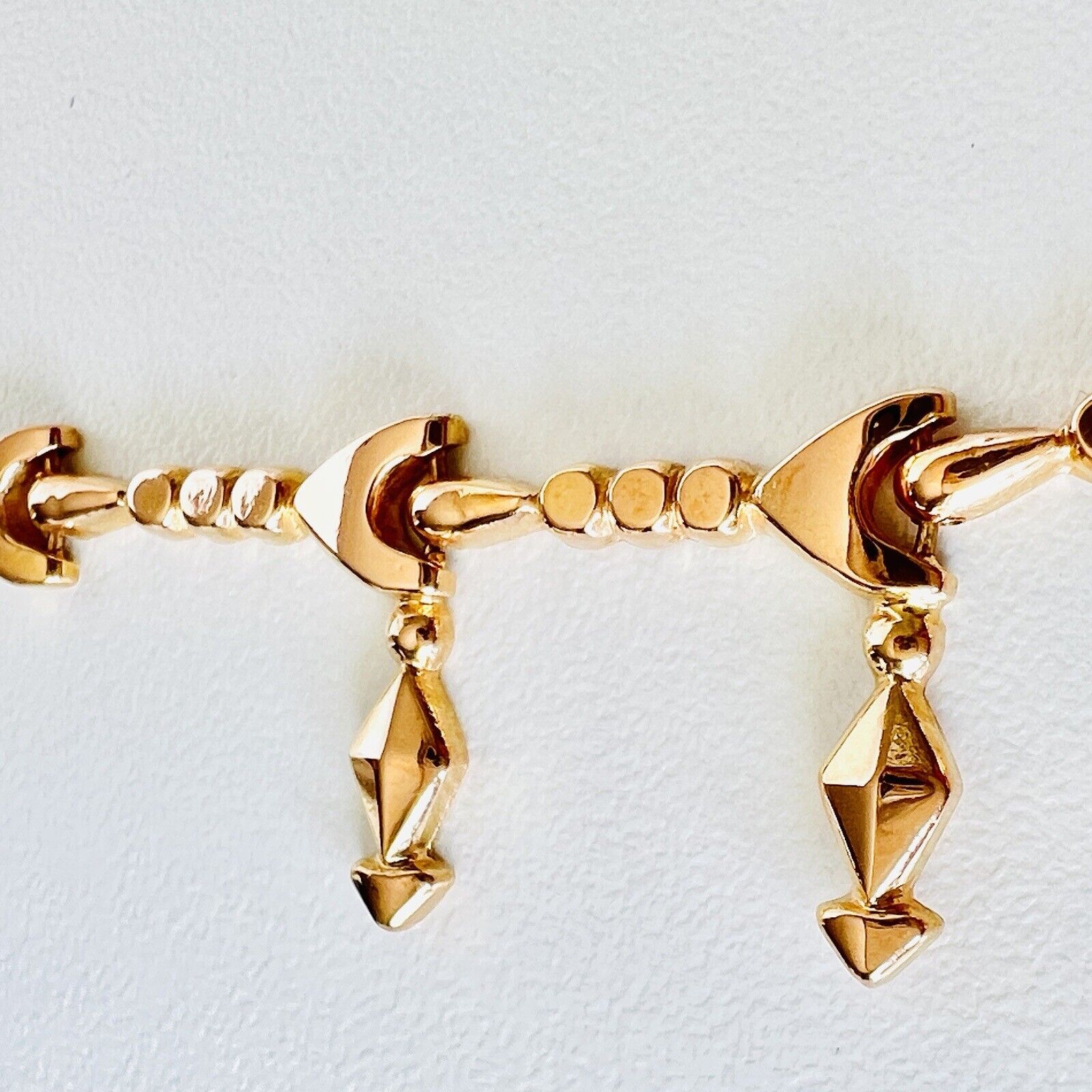 Vintage Solid 18k Rose Gold Articulated Links Statement Necklace 16.75", Italy