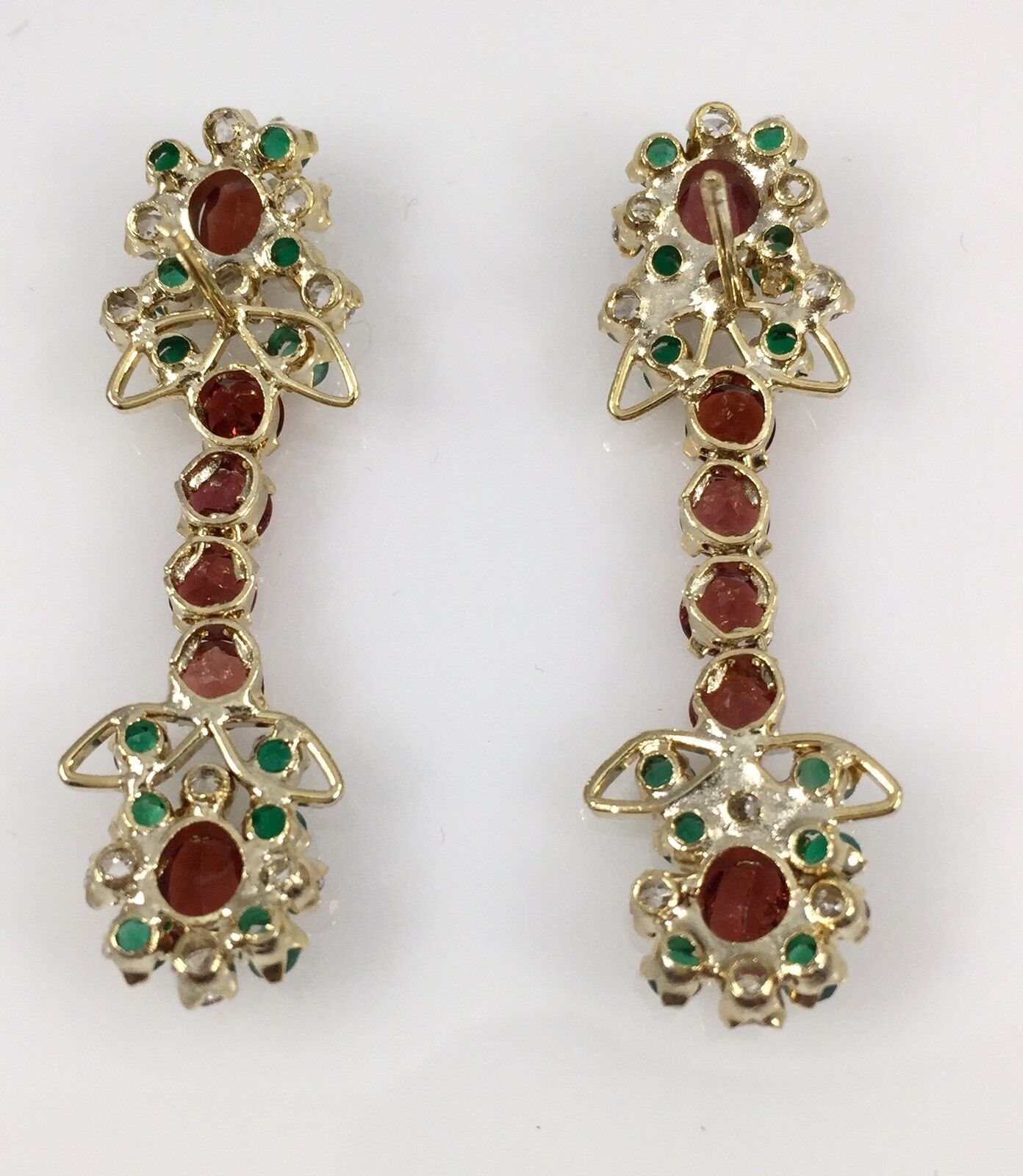 Beautiful Genuine Gem(6ct) Floral Design 14kt HGPlated Dangle/Drop Earrings, New