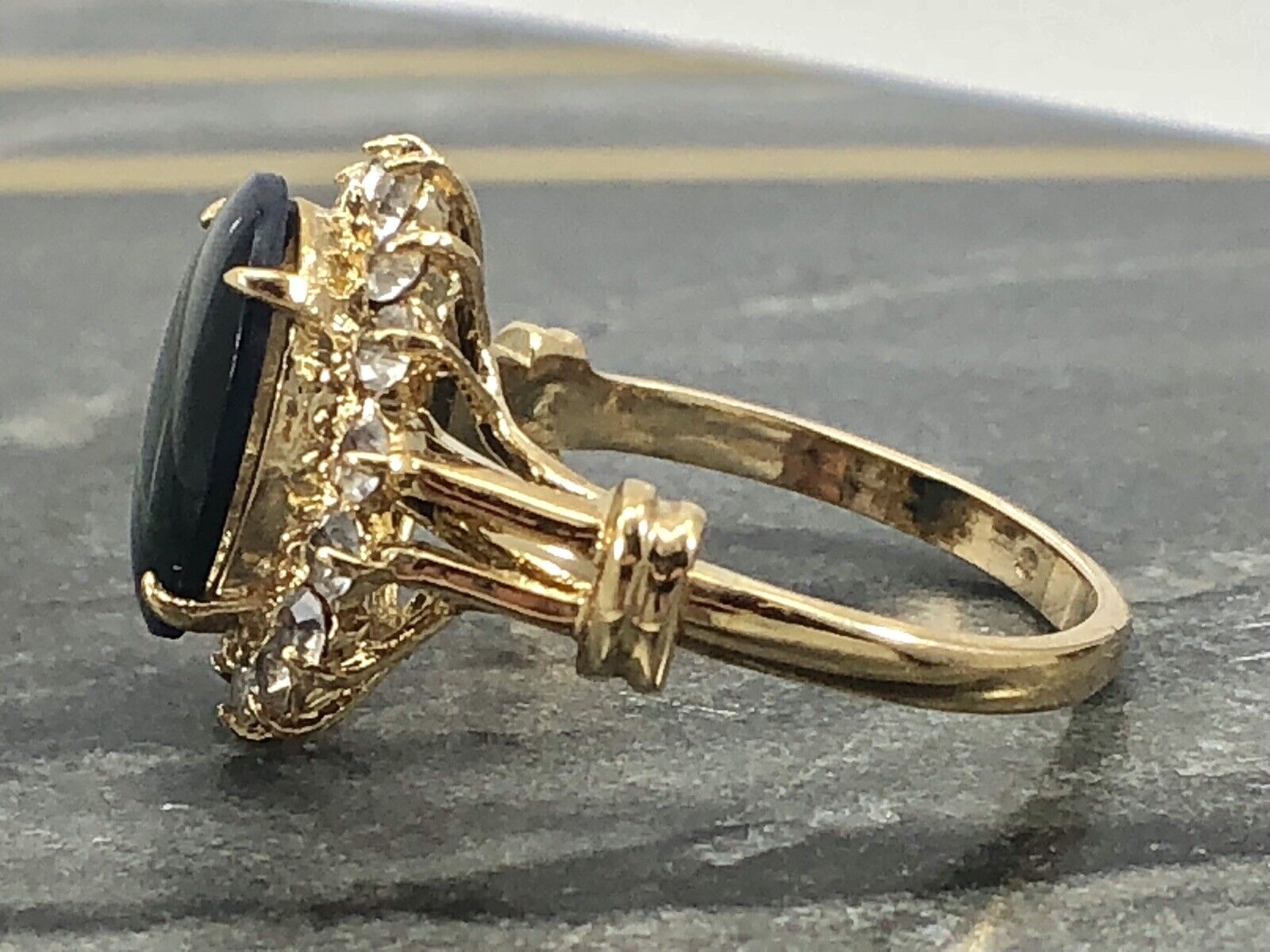 Genuine Abalone and Made With Swarovski HGE Adjustable 6-9 Ring, New