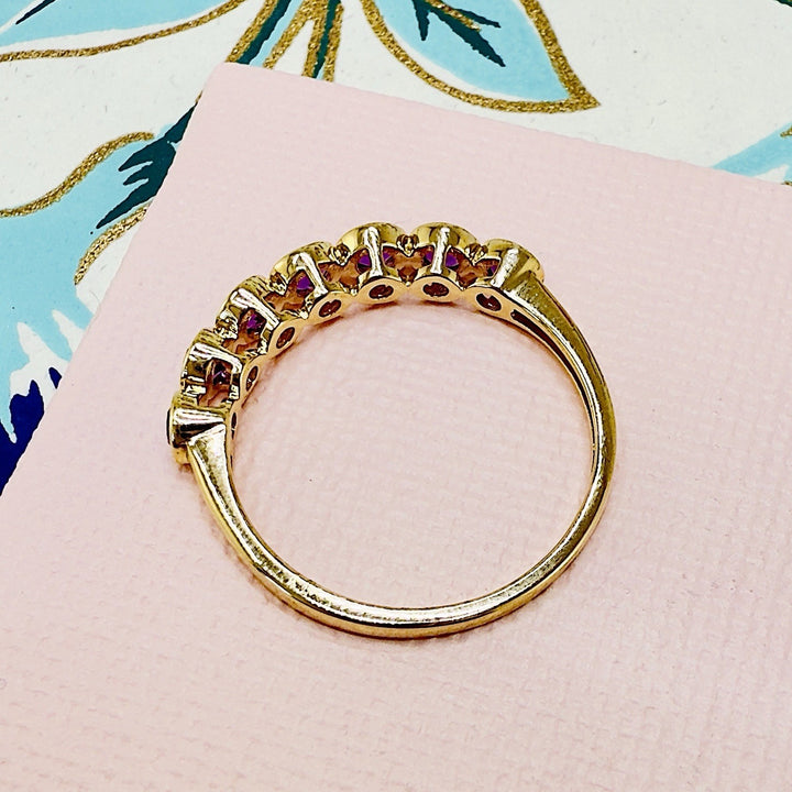 10k Yellow Gold Genuine Amethyst Ring Band, New, Sz 8.75