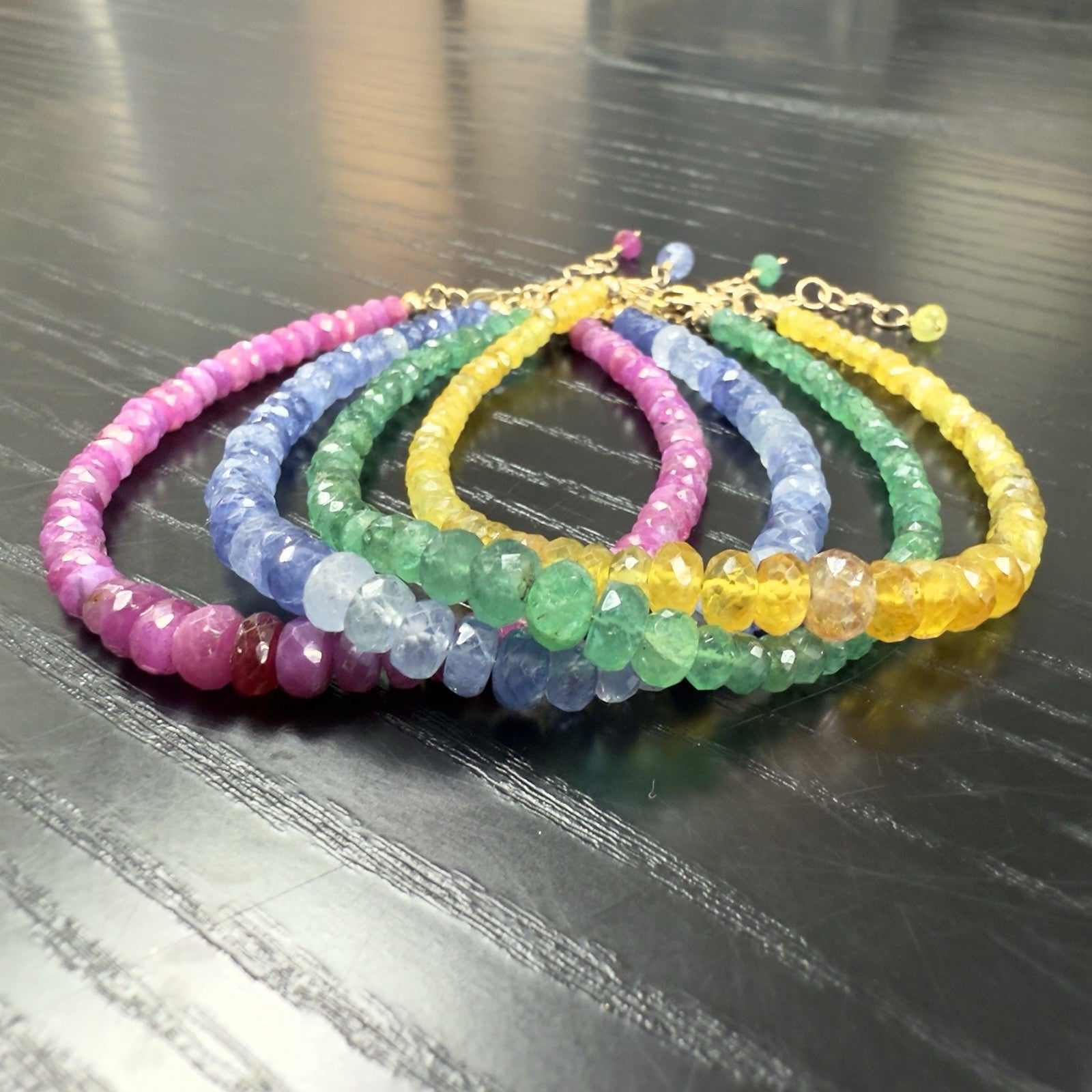 14k Yellow Gold Yellow Sapphire Bracelet, Adjustable 6.75-7.75", New