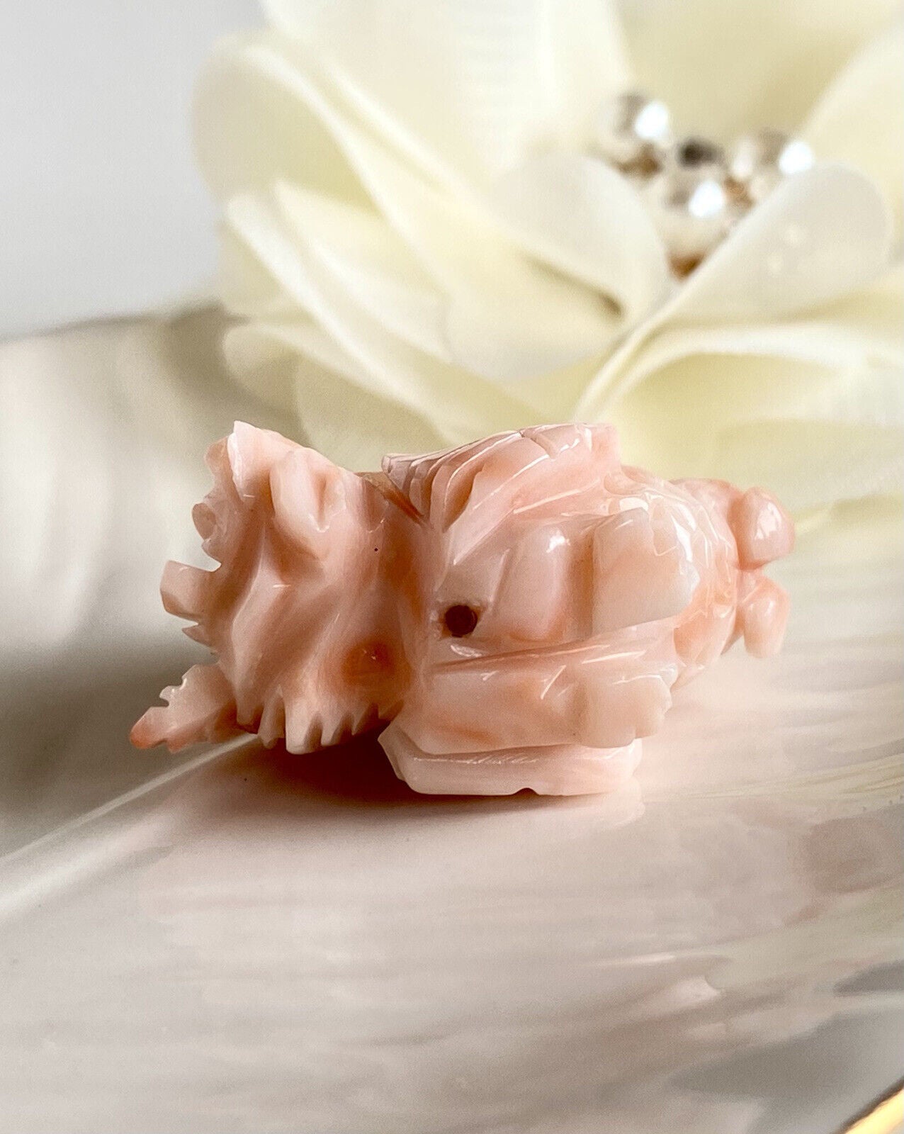 No Dye Salmon Coral Rooster (Asian Zodiac) 14k Yellow Gold Pendant/Necklace, New