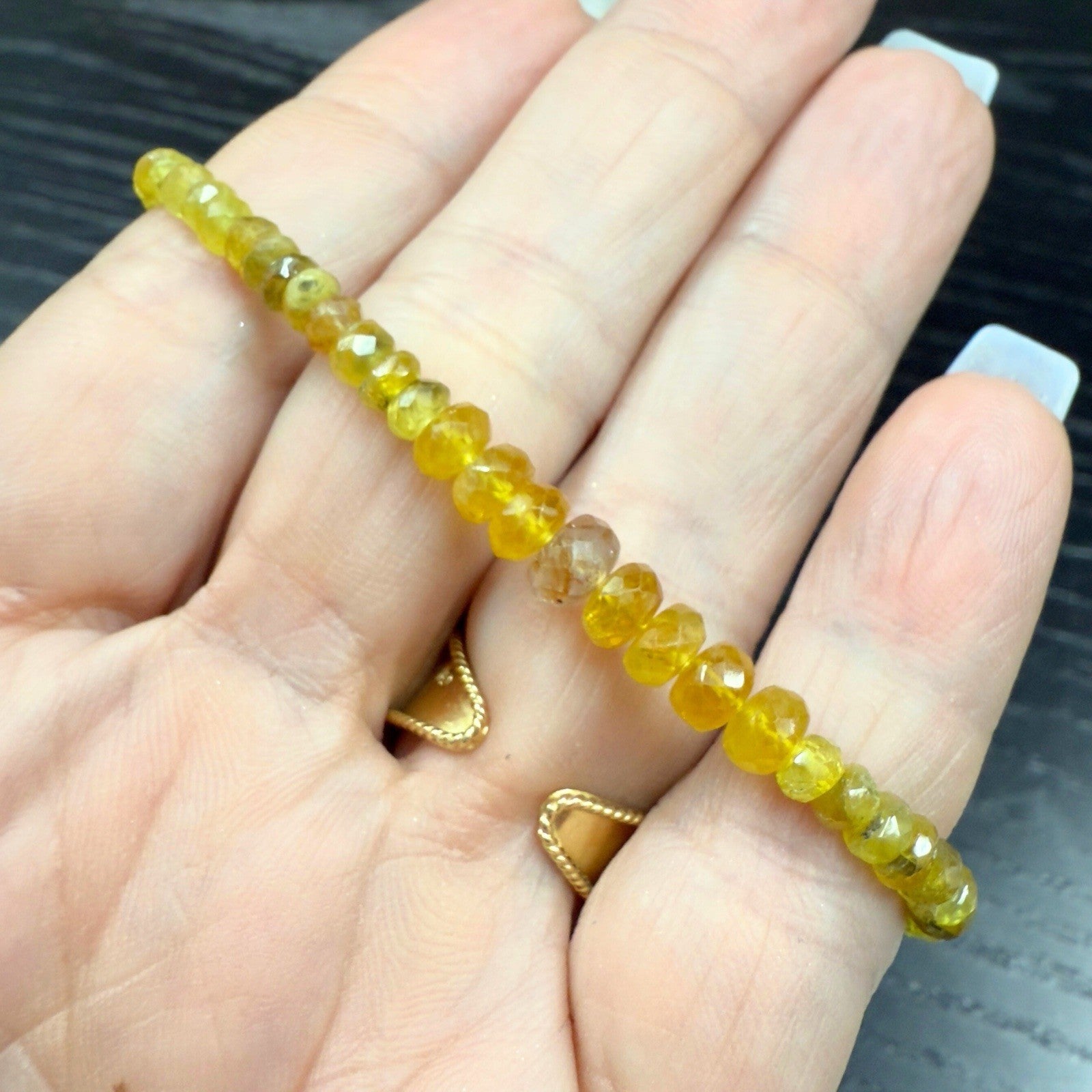 14k Yellow Gold Yellow Sapphire Bracelet, Adjustable 6.75-7.75", New