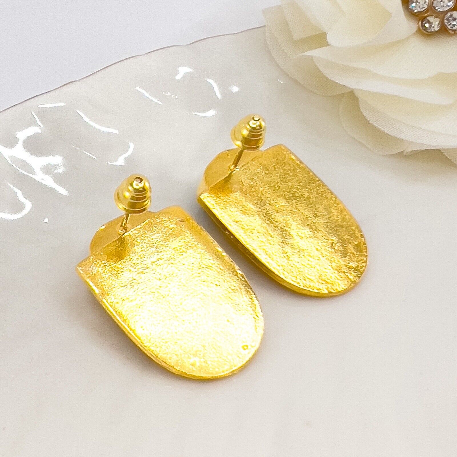 Genuine Emerald 22k Gold Over Sterling Silver Dangle Earrings, New