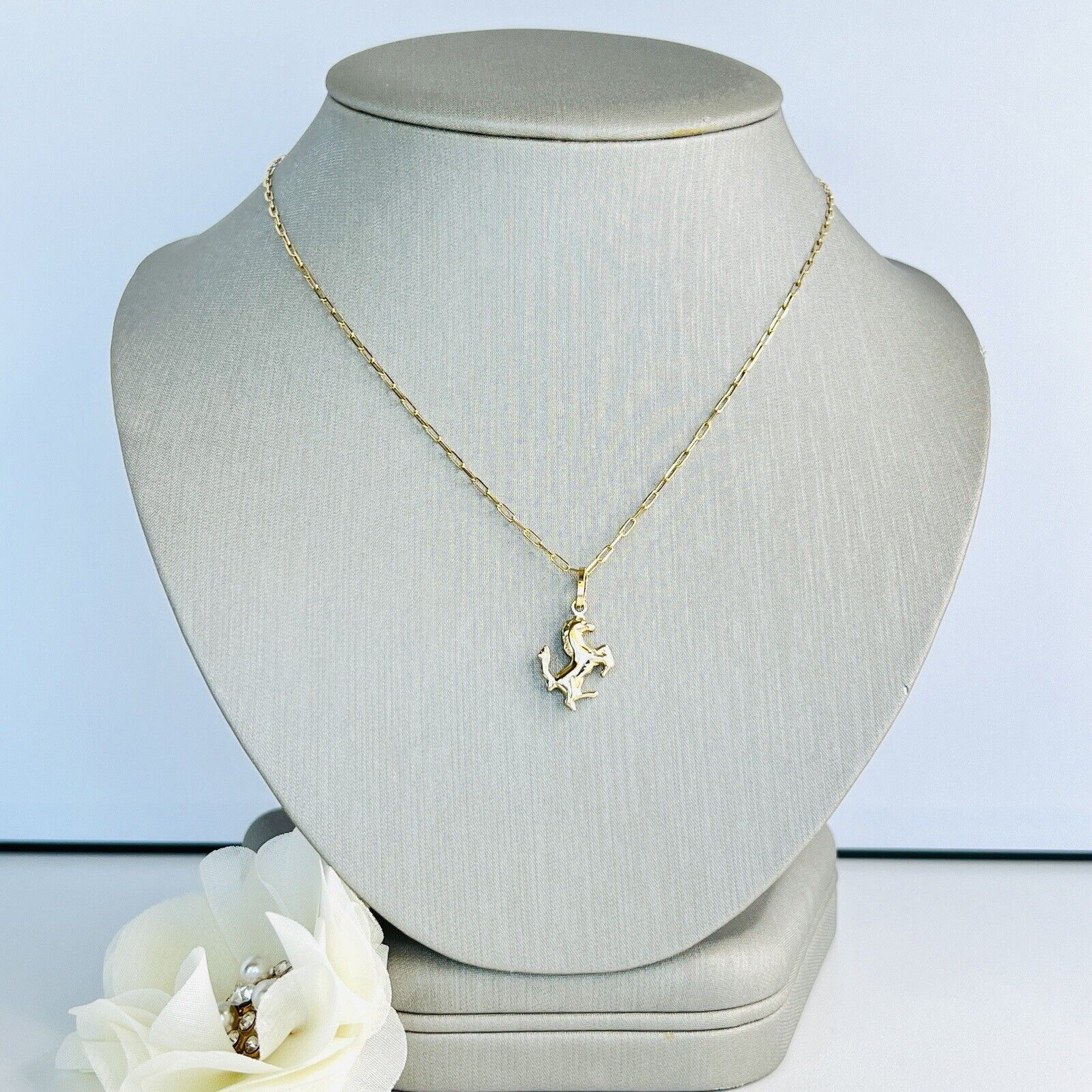 Solid 14k Yellow Gold Puffy 3-D Jumping Horse Charm/Pendant, New