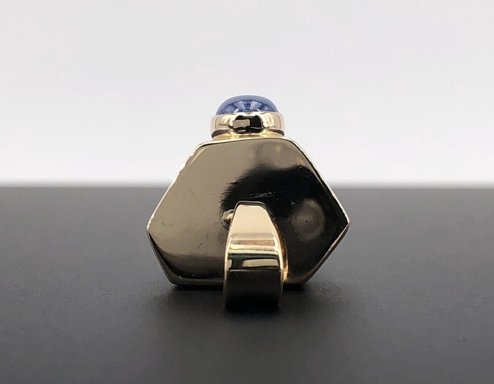 Unique 14k Gold Natural Quartz Point & Sapphire Pendant, 2.4", New