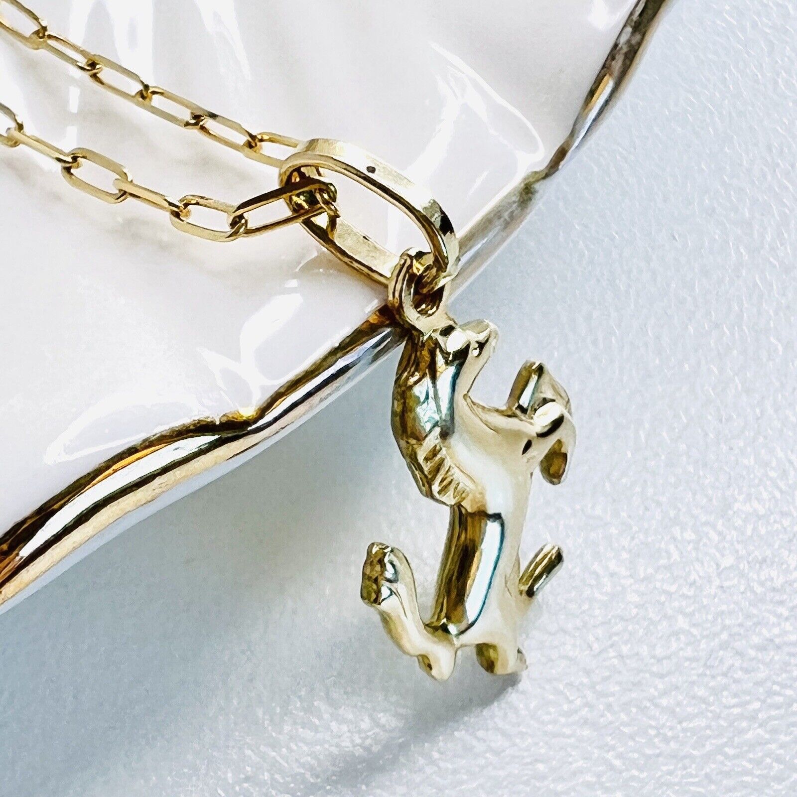 Solid 14k Yellow Gold Puffy 3-D Jumping Horse Charm/Pendant, New