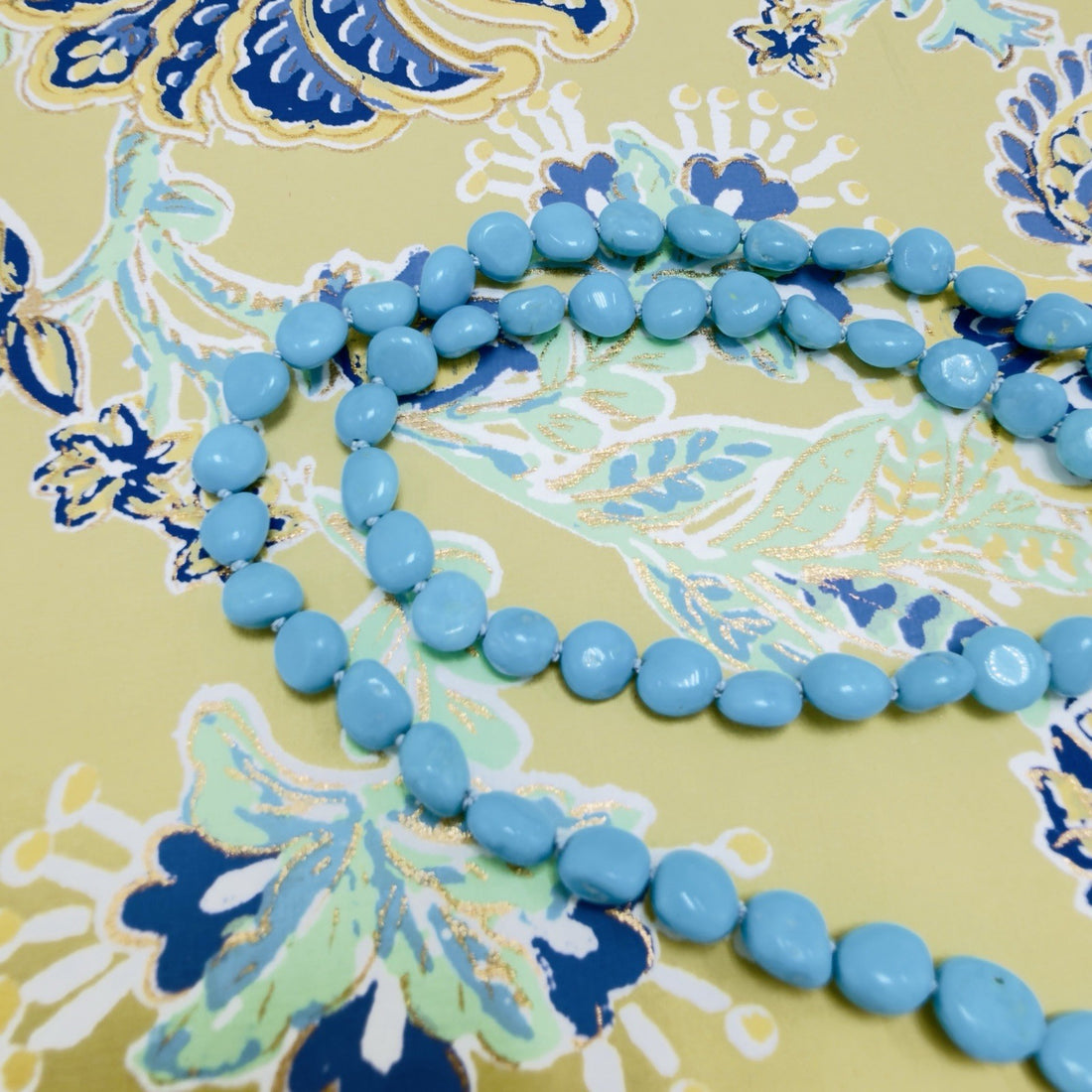 14k Yellow Gold Sleeping Beauty Turquoise Necklace, New, Adjustable 17.5-19.5"