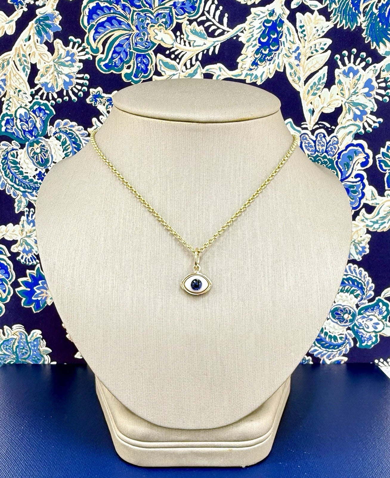 14k Blue Eye (Ojo) Pendant Charm, Newly Handcrafted