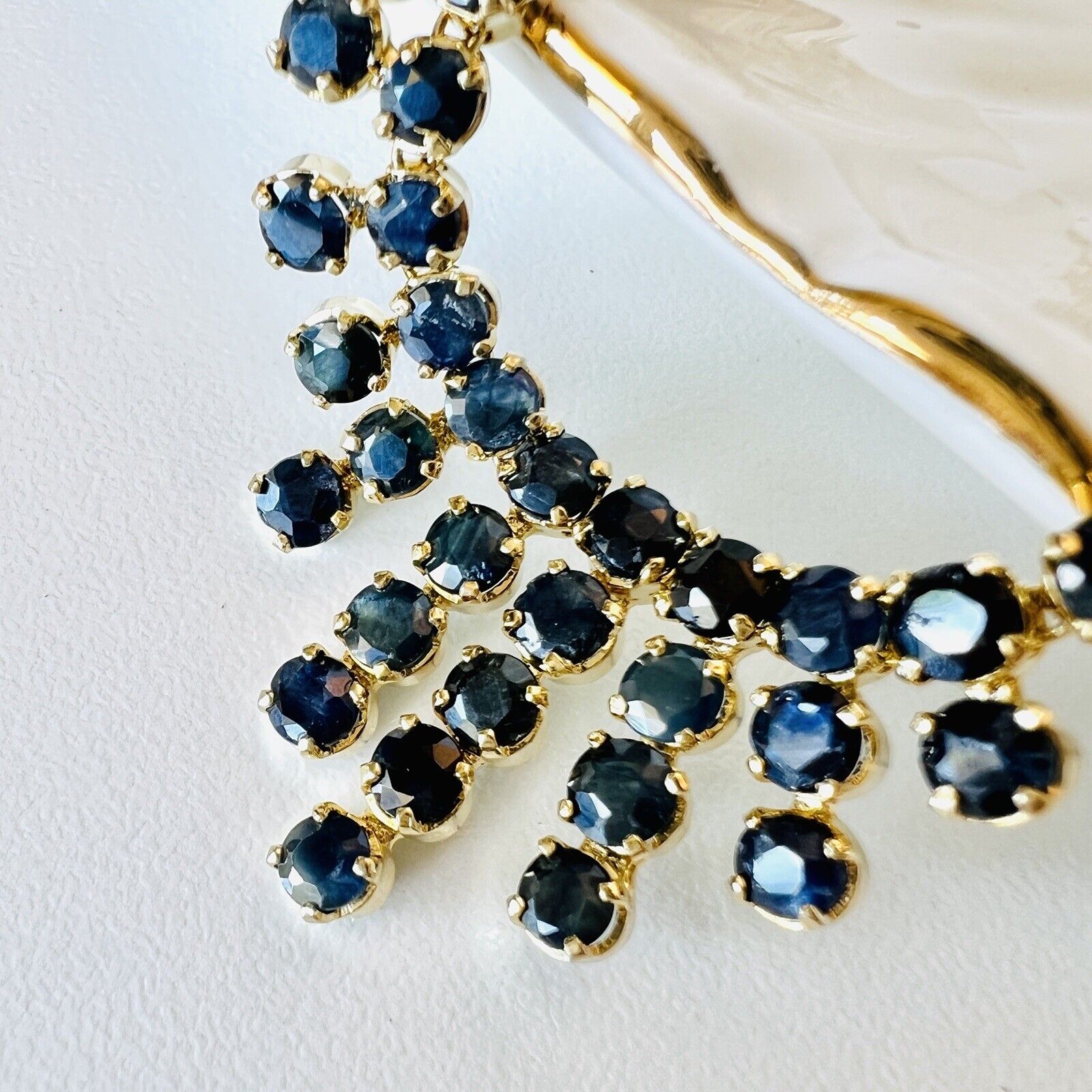 Genuine Sapphire "Cleopatra" Necklace, New 19"