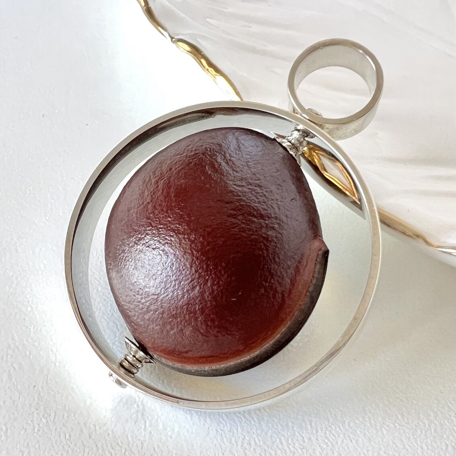 Ojo De Buey (Bulls Eye) Sterling Silver Spinner Pendant, New, 1.6"